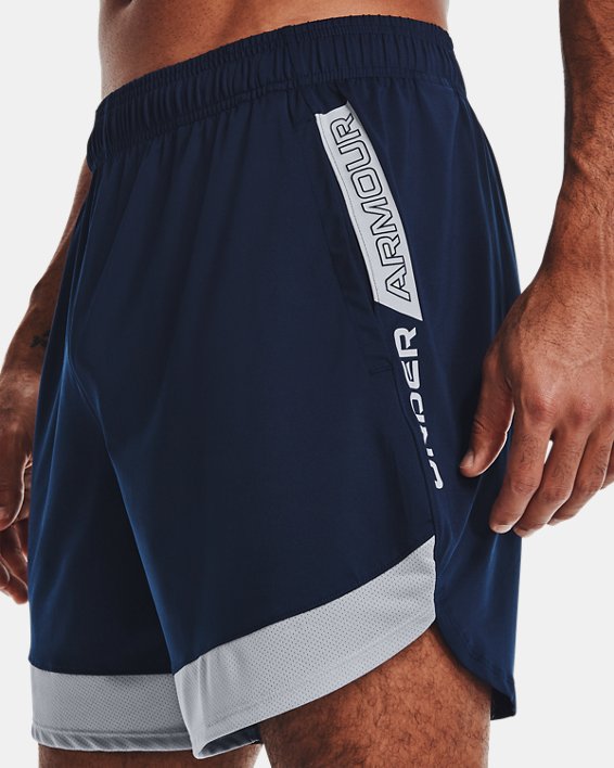 Men's UA Train Stretch 7" Wordmark Shorts, Blue, pdpMainDesktop image number 3